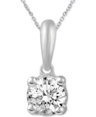 Macy's - Diamond Solitaire 18" Pendant Necklace (1/5 ct. t.w.) in 14k Gold