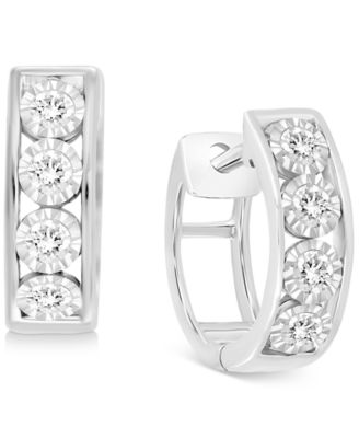 Macy's - Men's Diamond Extra Small Huggie Hoop Earrings (1/4 ct. t.w.) in 10k Gold, 12m