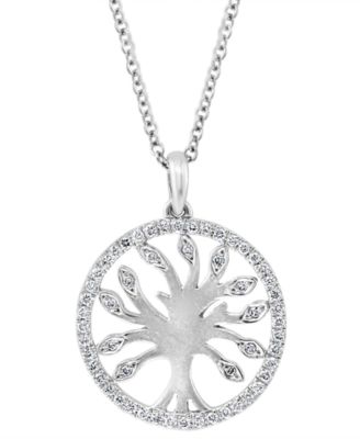 EFFY Collection - Diamond Tree 18" Pendant Necklace (1/4 ct. t.w.) in Sterling Silver
