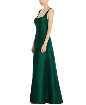 Alfred Sung - Front-Slit Satin Gown