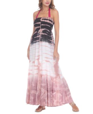 Raviya - Juniors' Tiered Tie-Dyed Cover-Up Maxi Dress