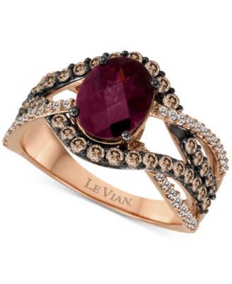 Le Vian - Raspberry Rhodolite (1-3/4 ct. t.w.) & Diamond (7/8 ct. t.w.) Swirl Ring in 14k Rose Gold