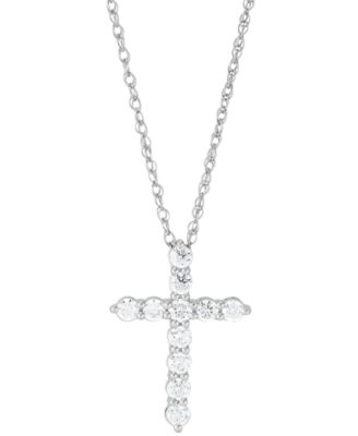 Grown With Love - Lab Grown Diamond Cross Pendant Necklace (1 ct. t.w.) in 14k Gold, 16" + 2" extender
