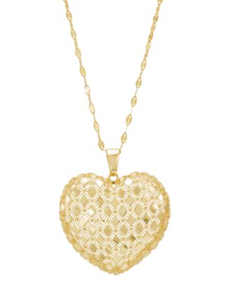 Italian Gold - Openwork Heart 18" Pendant Necklace in 10k Gold
