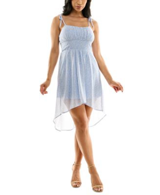 As U Wish - Juniors' Shoulder-Tie High-Low Floral Dress