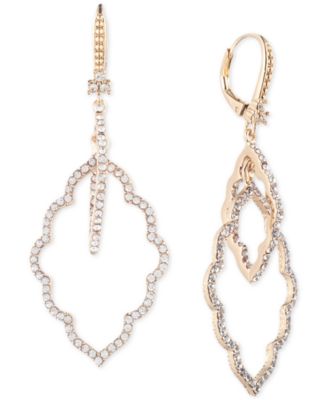 Marchesa - Gold-Tone Crystal Open Orbital Drop Earrings