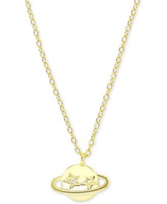 Macy's - Cubic Zirconia Saturn Pendant Necklace, 13" + 2" extender