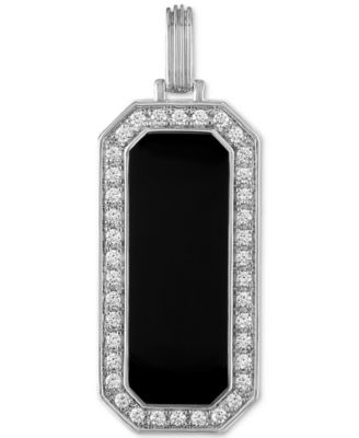 Esquire Men's Jewelry - Black Ceramic & Cubic Zirconia Pendant in Sterling Silver