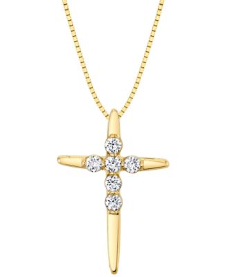 Sirena - Diamond Polished Cross 18" Pendant Necklace (1/4 ct. t.w.) in 14k White Gold