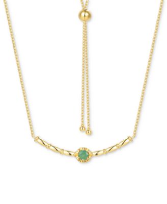 Macy's - Emerald Polished Bar 18" Bolo Necklace (1/3 ct. t.w.) in Gold-Plated Sterling Silver (Also in Ruby & Sapphire)
