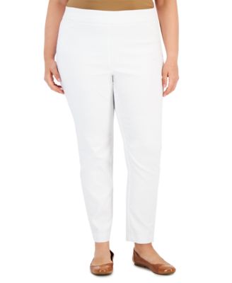 JM Collection - Plus Size Solid Stretch Pull-On Cambridge Pants