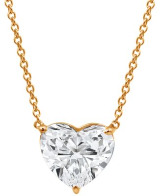 Badgley Mischka - Certified Lab Grown Diamond Heart-Cut Solitaire 18" Pendant Necklace (3 ct. t.w.) in 14k Gold