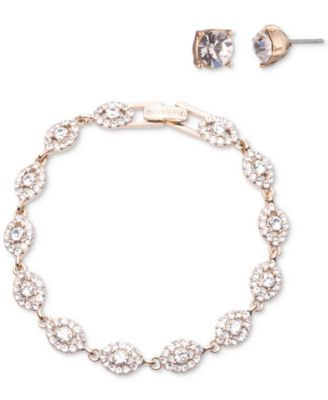 Givenchy - Silver-Tone 2-Pc. Set Stone & Crystal Link Bracelet & Crystal Stud Earrings