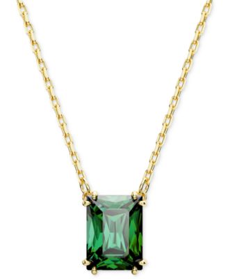 Swarovski - Gold-Tone Color Rectangle Crystal Pendant Necklace, 15" + 2-3/4" extender