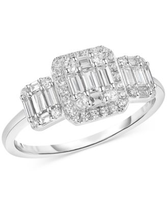 Arabella - Cubic Zirconia Baguette Cluster Ring in Sterling Silver