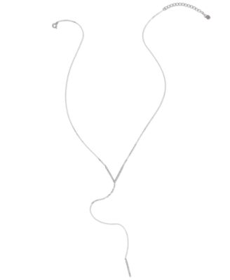 ADORNIA - Silver-Tone Crystal Lariat Necklace