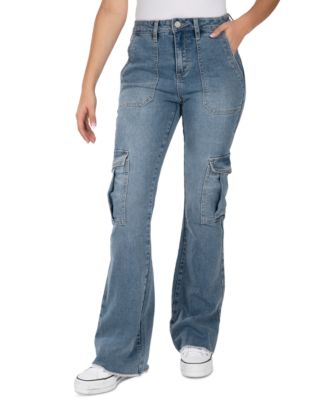 Indigo Rein - Juniors' High-Rise Flare-Leg Cargo Jeans