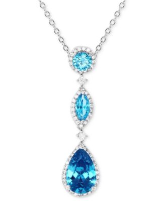 Macy's - Cubic Zirconia Mixed-Cut 18" Lariat Necklace in Sterling Silver (Also in Lab-Grown Pink Sapphire/Lab-Grown Ruby)