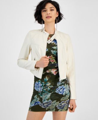 GUESS - Women's Anita Faux-Leather Zip-Cuff Jacket