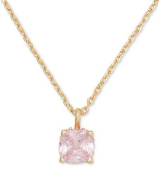 kate spade new york - Little Luxuries Gold-Tone Pav&eacute; & Crystal Square Pendant Necklace, 16" + 3" extender