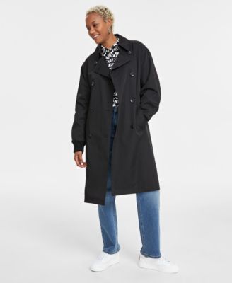 KARL LAGERFELD PARIS - Women's Ruched-Sleeve Trench Coat