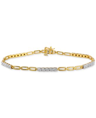 Macy's - Diamond Station & Polished Open Link Bracelet (1/4 ct. t.w.)