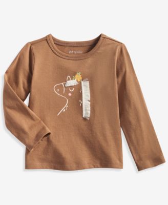 First Impressions - Baby Girls Long-Sleeve Horse Fringe Graphic T-Shirt