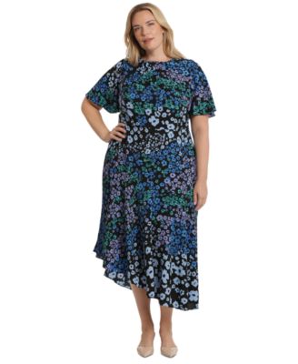 Maggy London - Plus Size Floral-Print Midi Dress