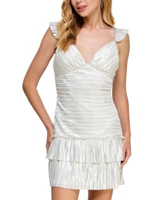 Morgan & Company - Women's Metallic Pleated Tiered Dress
