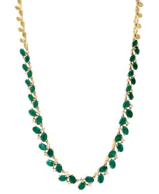 EFFY Collection - Emerald (13-1/5 ct. t.w.) & Diamond (1 ct. t.w.) Vine 18" Collar Necklace in 14k Gold