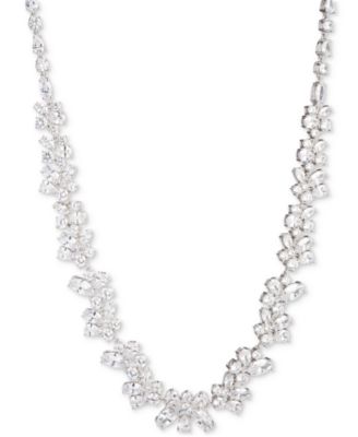 Givenchy - Silver-Tone Cubic Zirconia Collar Necklace, 16" + 3" extender