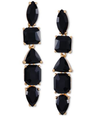 GUESS - Mixed Cut Crystal Linear Drop Earrings