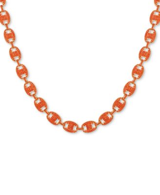 GUESS - Gold-Tone Pav&eacute; Link Statement Necklace, 16" + 2" extender