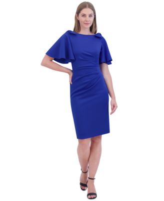 Jessica Howard - Petite Flutter-Sleeve Bow-Trim Cocktail Dress