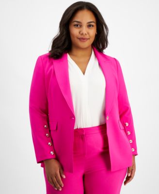 Tahari ASL - Plus Size One-Button Peak-Lapel Jacket