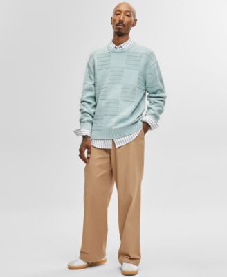Mode of One - Men's Long-Sleeve Relaxed-Fit Textured Check Sweater