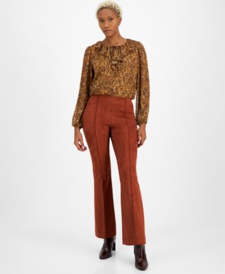 Bar III - Women's High-Rise Pull-On Faux-Suede Pants