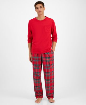 Holiday Lane - Men's 2-Pc. Brinkley Cotton Plaid Mix It Pajamas Set