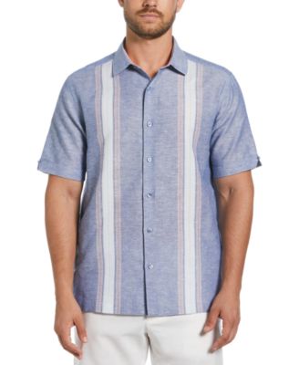 Cubavera - Men's Textured Panel Short Sleeve Button-Front Shirt