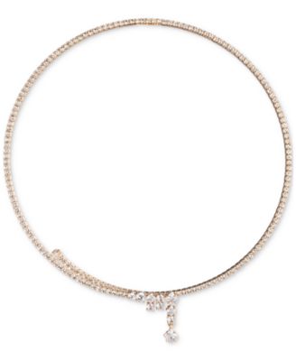 Emily in Paris - Gold-Tone Pav&eacute; & Cubic Zirconia Crossover 16" Collar Necklace