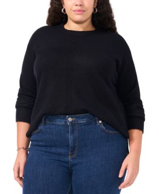Vince Camuto - Plus Size Ribbed-Front Crewneck Sweater