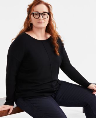 Style & Co - Plus Size Knit Seam-Front Tunic Top