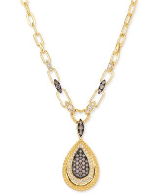 Le Vian - Chocolate Diamond & Nude Diamond Teardrop Halo 19" Pendant Necklace (3/4 ct. t.w.) in 14k Gold