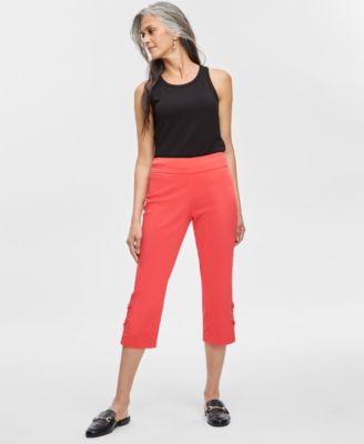 JM Collection - Women's Side Lace-Up Capri Pants