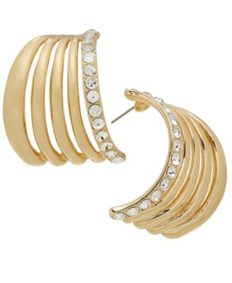 I.N.C. International Concepts - Pav&eacute; Multi-Row Half Hoop Earrings