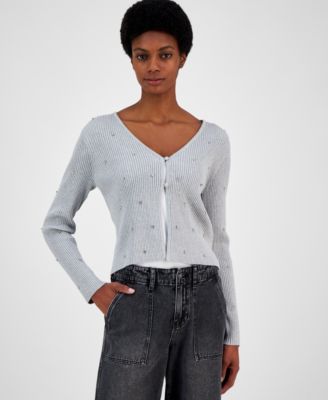 Madden Girl - Juniors' Rhinestone Button-Front Cardigan