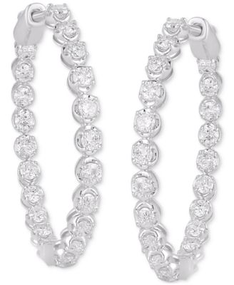 Macy's - Diamond In & Out Hoop Earrings (2 ct. t.w.) in 14k White Gold