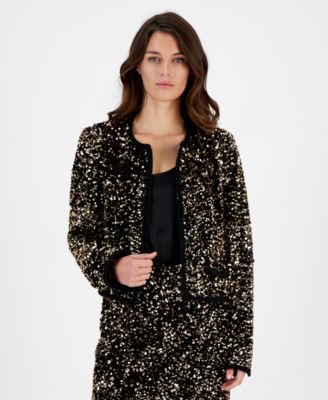 Tahari ASL - Women's Sequin Hook-And-Eye Blazer