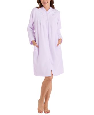 Miss Elaine - Plus Size Embroidered Fleece Short Robe