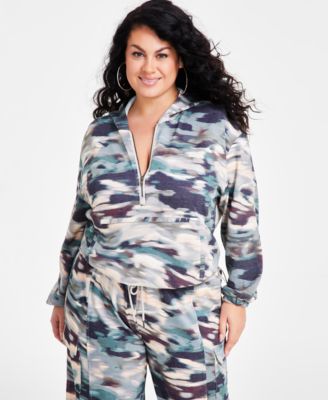 Nina Parker - Trendy Plus Size Hooded Pullover Sweatshirt